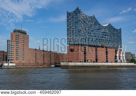Hamburg Concert Hall Elbphilharmonie And Modern Brick Buildings Of The Warehouse City, Famous Landma