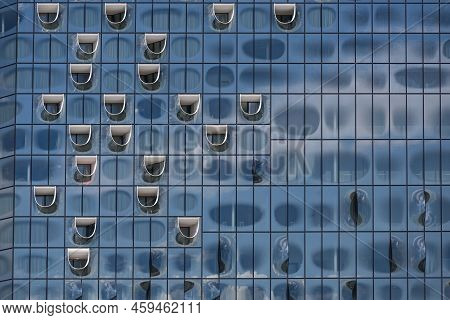 Elbphilharmonie, Hamburg Concert Hall, Part Of The Glass Facade, Modern Architecture In The Historic