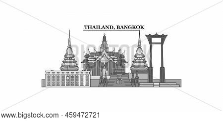Thailand, Bangkok City Skyline Isolated Vector Illustration, Icons