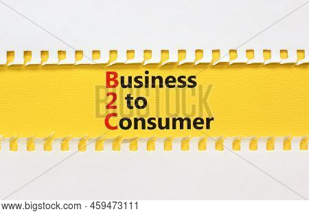 B2c Business To Consumer Symbol. Concept Words B2c Business To Consumer On Yellow Paper On A Beautif