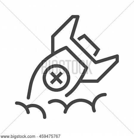 Crashed Rocket Icon. Startup Failure Concept Vector Illustration.
