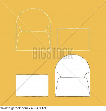 Outline Envelope And Postcard Template. Vector Stock Illustration. Copy Space.