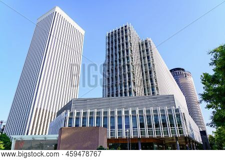 Madrid, Spain - July 30, 2022: Set Of Modern Buildings In The Metropolis Of Madrid On A Sunny Day Wi
