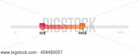 Price Range Scrollbar In Web Form, Online Application. Filter Slider On Website, 3d User Interface E