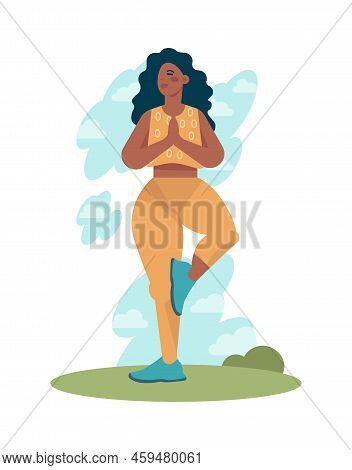 Happy And Calm Character. Idea Of Heart And Mind Harmony