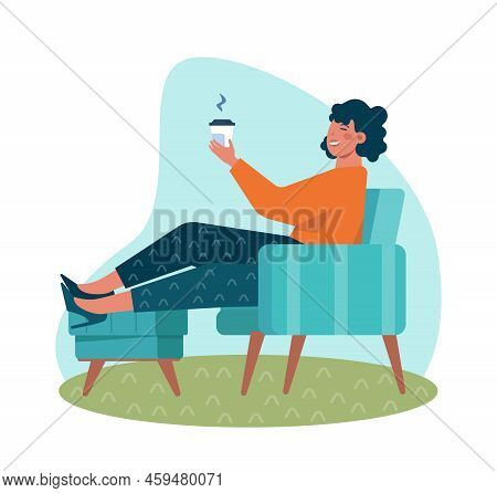 Happy And Calm Character. Idea Of Heart And Mind Harmony