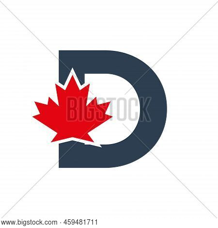 Letter D Maple Leaf Logo Template Symbol Of Canada. Minimal Canadian Logo Business And Company Ident
