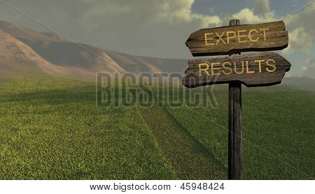 Cartello direzione aspettarsi-risultato