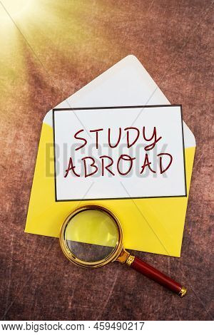 Conceptual Caption Study Abroad. Conceptual Photo Pursuing Educational Opportunities In A Foreign Co