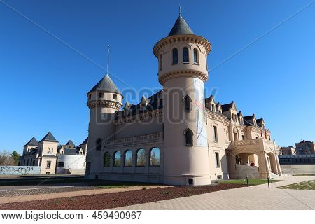 Alcorcon, Madrid, Spain, December 17, 2021: Side View Of One Of The Valderas Castles, Headquarters O