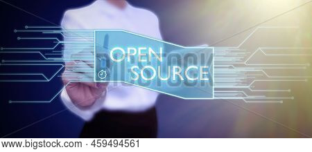 Inspiration Showing Sign Open Source. Business Concept Denoting Software Which Original Source Code 