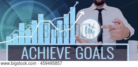 Text Showing Inspiration Achieve Goals. Concept Meaning Results Oriented Reach Target Effective Plan