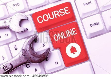 Conceptual Caption Course Online. Business Idea Elearning Electronic Education Distant Study Digital