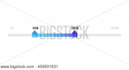 Price Range Scrollbar In Web Form, Online Application. Filter Slider On Website, 3d User Interface E
