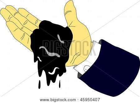 Benzin tropft von Executive Hände