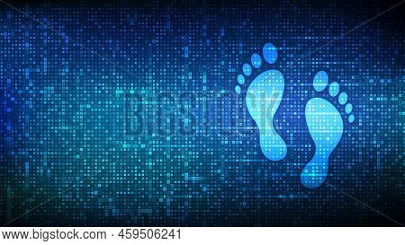 Digital Footprint Background Made With Binary Code. Digital Signature. Computer Identity. Biometric 