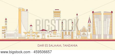 Cartoon Skyline Panorama Of City Of Dar Es Salaam, Tanzania - Vector Illustration