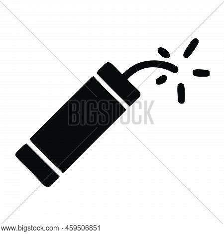 Hand Drawn Dynamite With Fire Element. Comic Doodle Sketch Style. Dynamite For Explosion Concept Ico