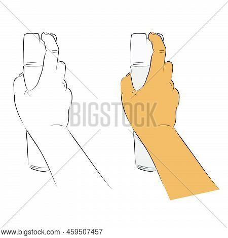 Set 2 Vector Sketch Hand Push The Spray.
