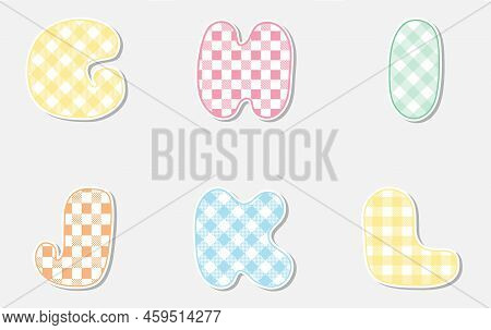 Patchwork Hand Drawn Textile Font. Cute Textile Font For Scrapbook Or Collage Design. Patchwork Alph