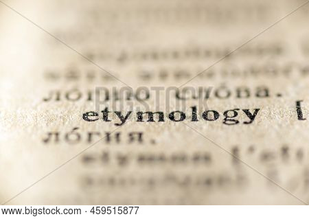 Focus On Etymology Word Printed Inside Vintage Dictionary
