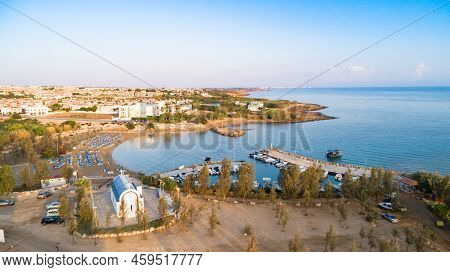 Aerial Agia Triada Beach, Protaras, Cyprus