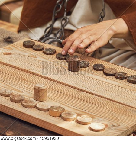 Ludus Latrunculorum, Or Latrunculi, Is An Ancient Roman Strategy Game. Reconstruction Of Board Games