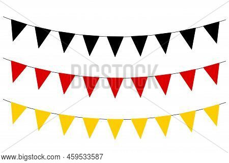 Bunting Garland, Set Of Triangular Flag Strings, German Unity Day, Pennants, Retro Style Simple Flat