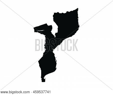 Mozambique Map. Mozambican Country Map. Black And White National Nation Outline Geography Border Bou