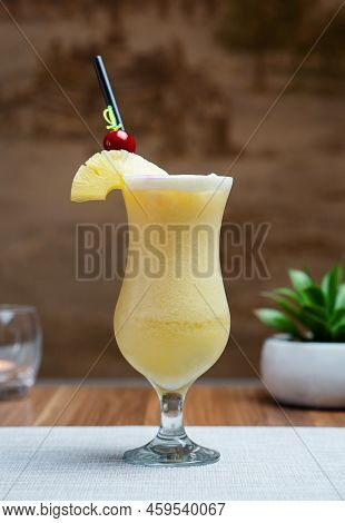 Pina Colada Cocktail With Pineapple, Close Up Shoot