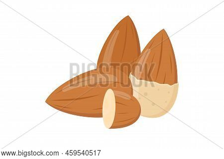 Almond Icon. Almond Illustration Isolated On A White Background. Almond Nut Design Flat Design Style