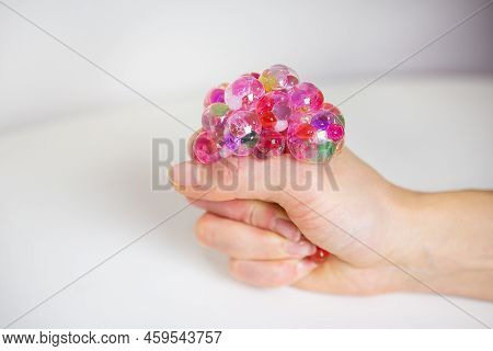 Water Balls In A Hydrogel. An Excellent Way Of Anti-stress, Depression, Develops Motor Skills In Chi