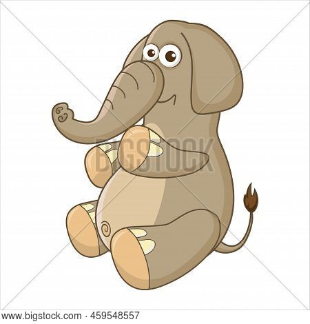 Hippopotamus. Cute Young Hippo Isolated On White Background. Zoo Animal Cartoon Character. Education