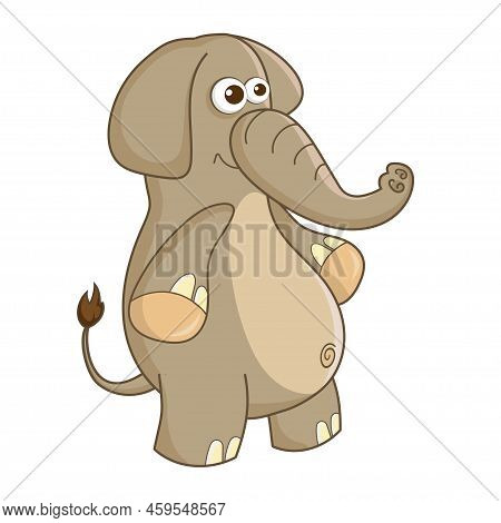 Hippopotamus. Cute Young Hippo Isolated On White Background. Zoo Animal Cartoon Character. Education