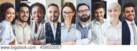 Collage Of Portraits Of Multiracial Young Business People
