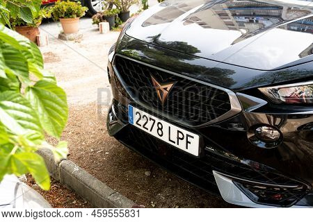 Tarragona, Spain - June 01, 2022: The Seat Cupra Logo On A Car In Black Close-up.
