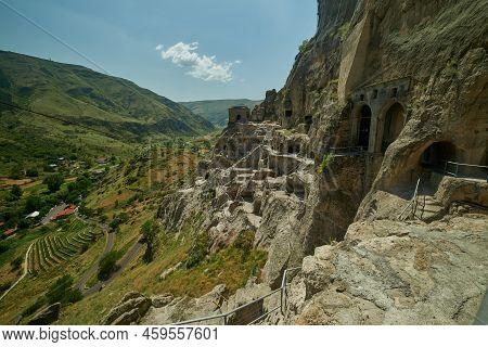 Vardzia Cave Monastery Site In Southern Georgia Excavated From The Slopes Of The Erusheti Mountain O