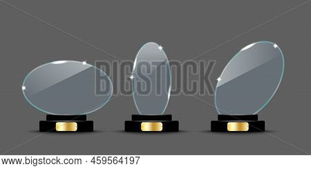 Realistic Set Glass Awards. Vector Illustration. Stock Image.