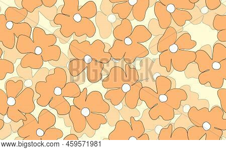 Floral Seamless With Hand Drawn Color Flowers. Cute Summer Background. Modern Floral Compositions. F