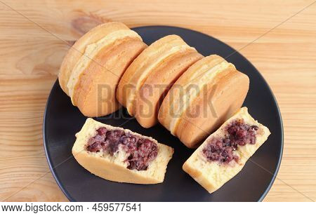 Plate Of Delectable Japanese Azuki Bean Paste(anko) Filled Dessert Called Imagawayaki Or Obanyaki