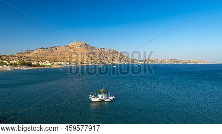 A View Of The East Coast With The Lardos Beach Of The Rhodes Island, Greece, Europe.