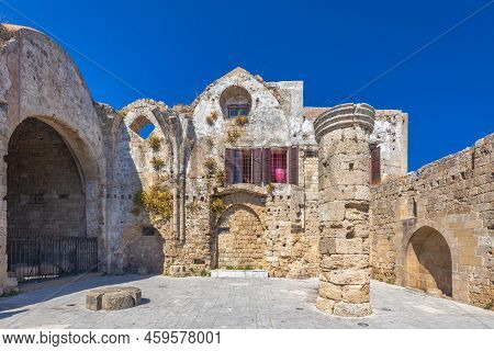 Church Of The Virgin Mary Of The Burgh In Historic Centre Of Rhodes Town, Greece, Europe.