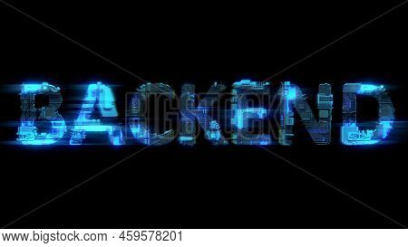 Bokeh Glitch Electrical Light Cybernetic Blue Text Backend, Isolated - Object 3d Illustration