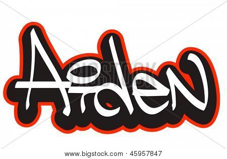 Název stylu písma Aiden graffiti. Šablona návrhu hip-hop tričko, nálepka nebo odznak