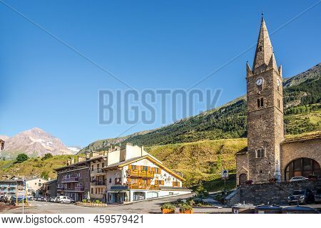 Lanslenbourg, France - June 28,2022 - View At The Old Church In The Streets Of Lanslebourg-mont-ceni
