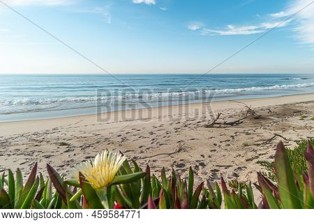 Landscape Of Sunset In Sao Pedro De Maceda Beach. Ovar, Portugal.