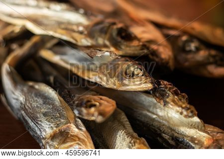 Dried Fish To Beer, Selective Focus Close Up.