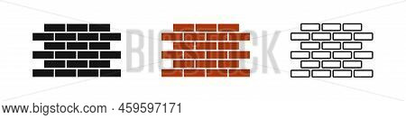 Brick Wall. Vector Illustration. Brick Walls Collection On White Background.
