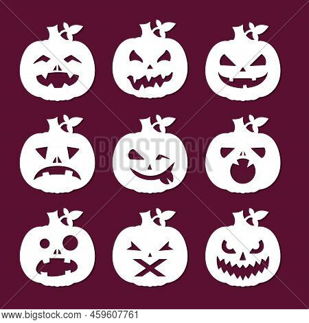 A Set Of Pumpkin Silhouettes For Cutting From Any Materials. Jack Fanar. For The Design Of Halloween