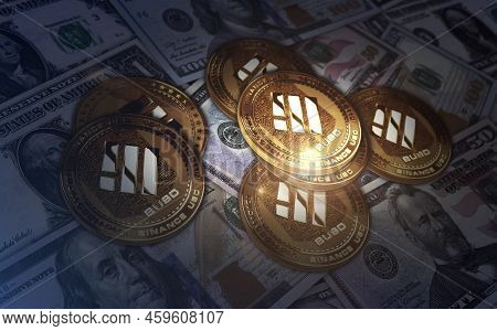Binance Busd Stablecoin Cryptocurrency Golden Coin 3D Illustration